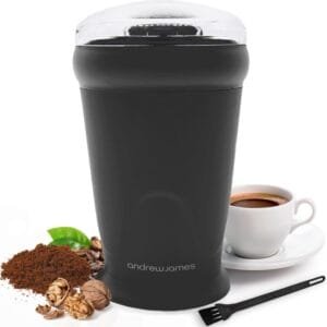 Andrew James Electric Coffee Grinder, Bean, Nut & Spice Grinder, Powerful Compact Coffee Bean Grinder