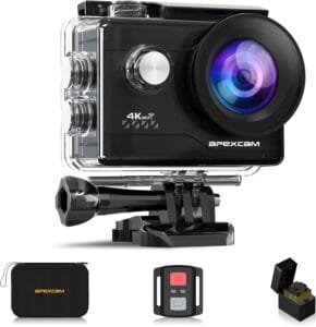 Apexcam 4K Action Camera 20MP 40M Waterproof Sports Camera for Vlog With Ultra HD 170°Wide-Angle 2.4G Remote Control 2 Rechargeable Batteries 2.0'' LCD Screen and Accessories Ki