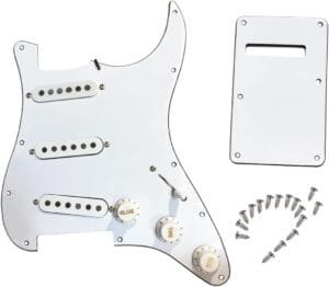 Prewired Pickguard Compatible with 11 Holes Stratocaster Style Guitars, Loaded Alnico V Single Coil Pickups, 5-way Pickup Blade Switch