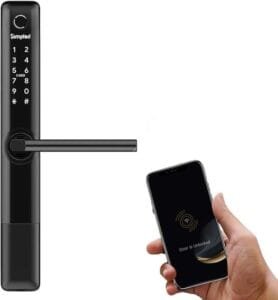 Simpled SF Weatherproof SlimSeries Smart Lock Touch, 7-in-1, Fingerprint Keyless Security Entry Door Lock, Bluetooth Electronic Deadbolt, Smartphone Access - Designed for The UK Weather