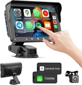 WQQBFF Enhanced 7"" HD Dual Display Car Stereo: Wireless Apple CarPlay & Android Auto, Voice Control, Bluetooth Connectivity, IPS Touch Screen. Experience the Ultimate Car Audio Solution