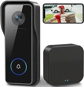 XTU Wireless WiFi Video Doorbell Camera with Chime, 2K HD Smart Video Doorbell with Camera Battery Operated PIR Motion Detection Night Vision