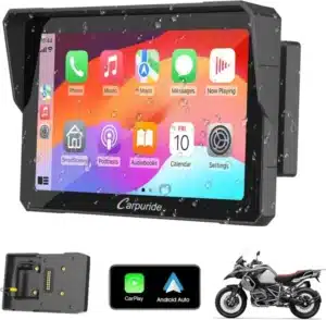arpuride W702B Motorcycle GPS Carplay Screen with Custom Mount for BMW Motorbike, Wireless CarPlay and Android Auto, Portable 7 inch Waterproof Touchscreen, Dual Bluetooth, N