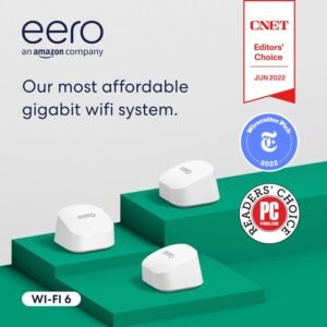 Amazon eero 6+ mesh wifi router (newest model), Say goodbye to wifi dead spots, Coverage up to 4,500 sq. ft., Connect 75+ devices