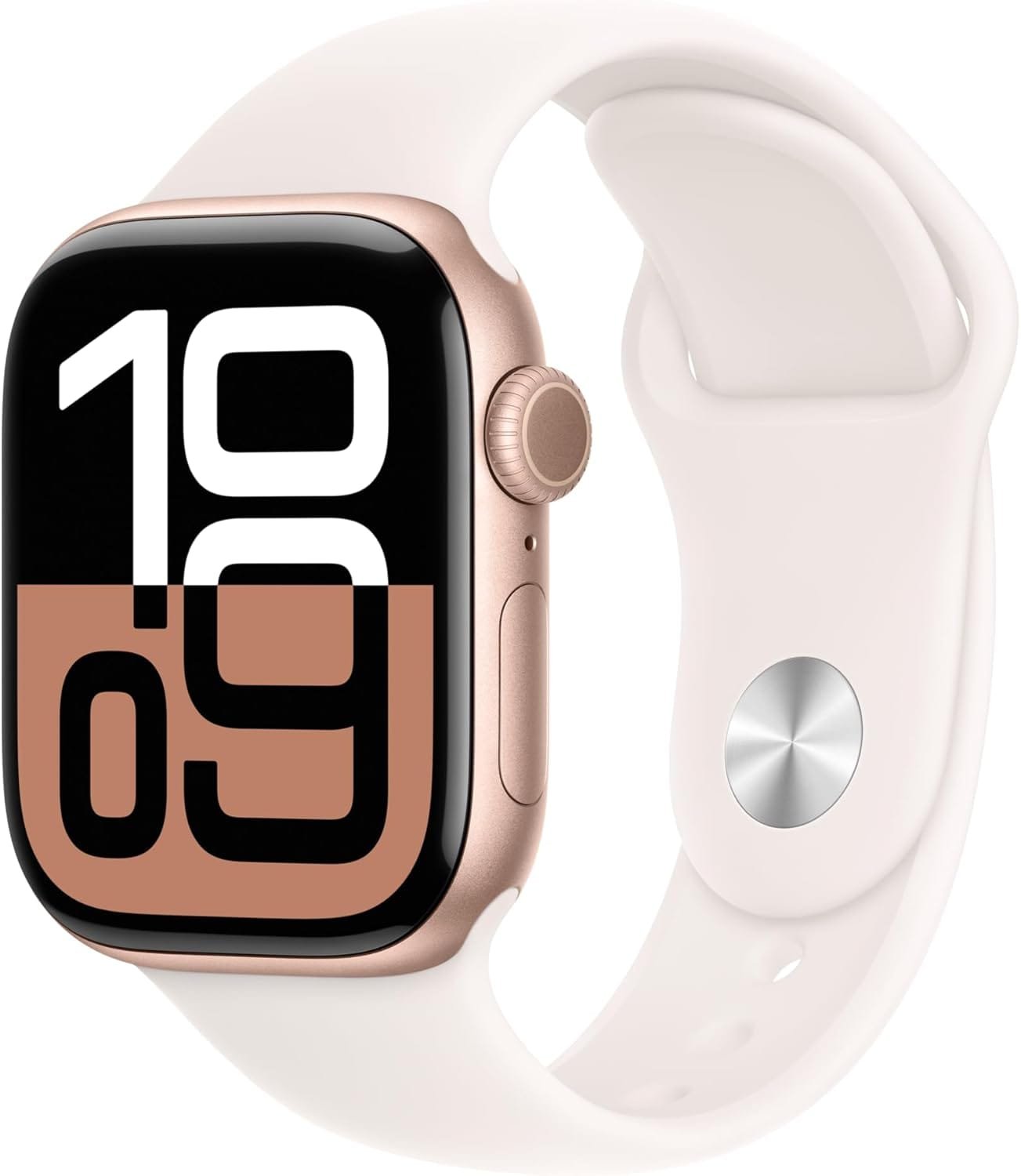 Apple Watch Series 10 [GPS 42mm case] Smartwatch with Rose Gold Aluminium Case with Light Blush Sport Band - S/M. Fitness Tracker, ECG App, Always-On Retina Display