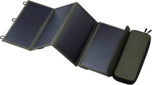 ELECOM NESTOUT Portable Solar Panel, Dual USB-A Ports, 28W Power Generation Charger for Phone Camping, Durable Water-Resistant Ripstop Nylon, Foldable Lightweight
