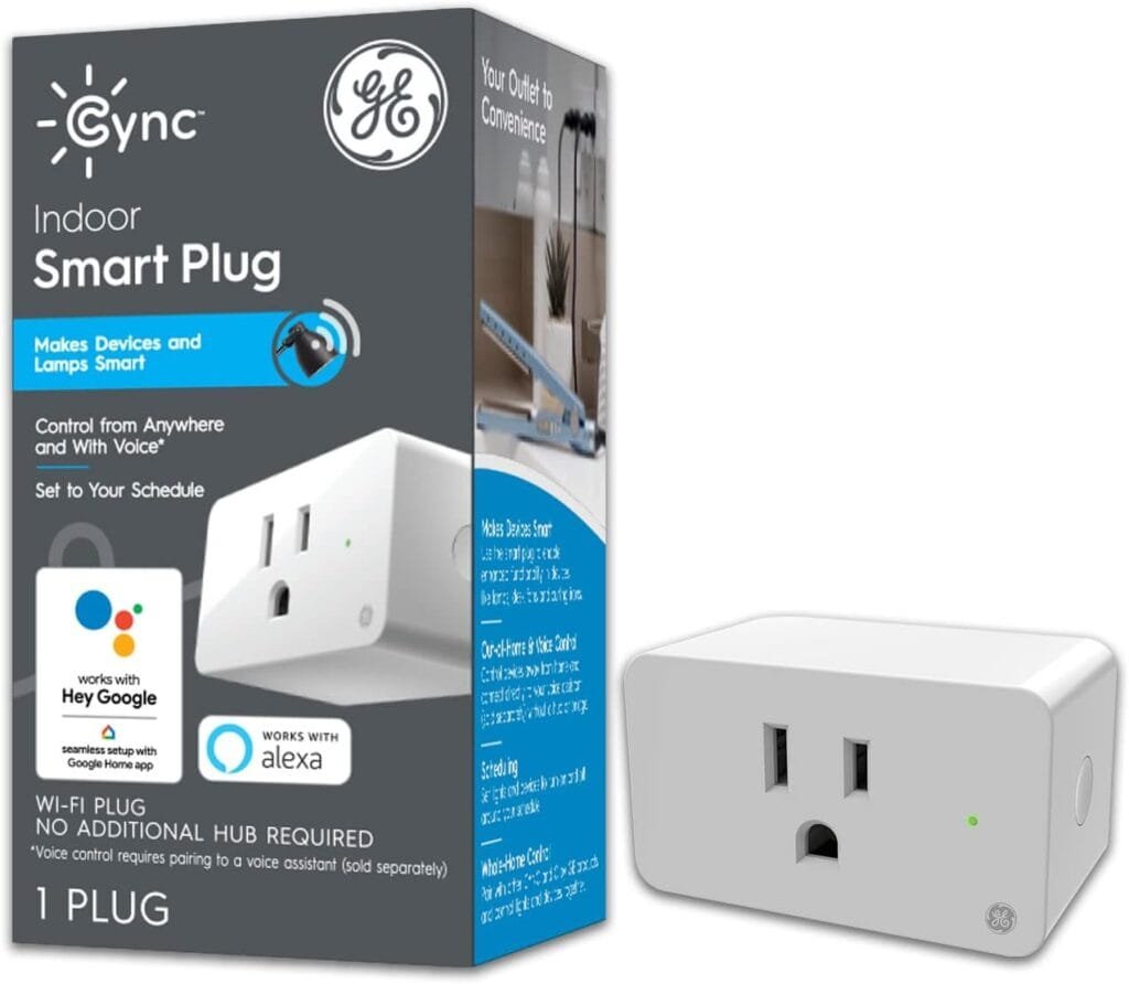 GE CYNC Smart Plug, Indoor Bluetooth and Wi-Fi Outlet Socket, Works with Alexa and Google, Great Christmas Gifts for Men, Holiday Gift for Women, Perfect Dad Gifts
