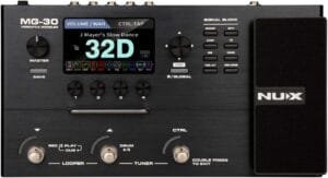 NUX MG-30 Guitar Multi-Effects Pedal Guitar/Bass/Acoustic Amp Modeling Processor, IR Loader, White-Box Algorithm, EFX Routing, 4'' Color LCD, NMP-2 Footswitch Included
