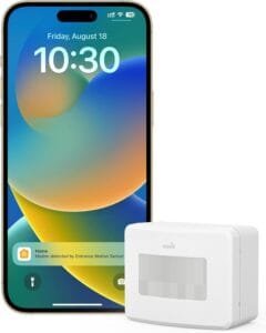 Onvis Motion Sensor for Apple HomeKit, PIR Motion Detector with Light Sensor, Temperature and Humidity Gauge, Scheduled Detection, for Alert System and Automation