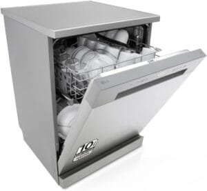 LG DF141FV Dishwasher 60 cm Capacity 14 L with QuadWash Direct Drive, Efficiency D, Anti-Fingerprint Inox Colour