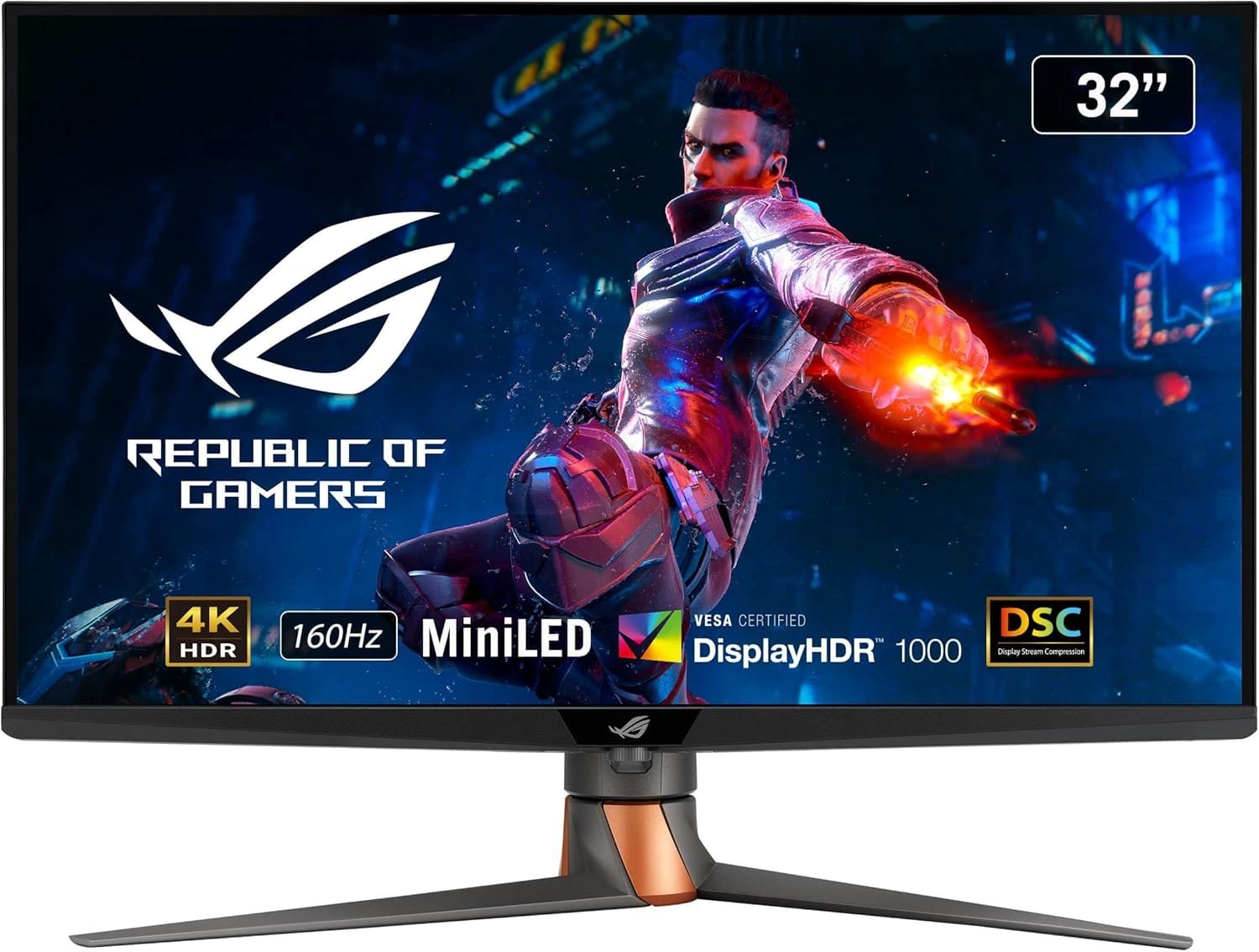 ASUS ROG Swift PG32UQXR, 32 Inch 4K UHD Gaming Monitor -,, 160 Hz, 1 ms GtG, Adaptive Sync, FreeSync, DisplayHDR 1000, Fast-IPS FALD, Quantum Dot, 16:9, 3840 x 2160, DP, HDMI 2.1, USB Hub
