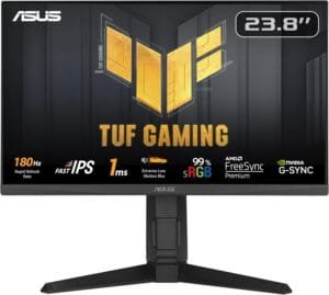 ASUS TUF Gaming VG249QL3A - 24 Inch Full HD Monitor - 180 Hz, 1ms GtG, G-Sync, FreeSync, AdaptiveSync, ELMB, GameFast Input - Fast IPS Panel, 16:9, 1920x1080, DP, HDMI, Ergonomic, Speake