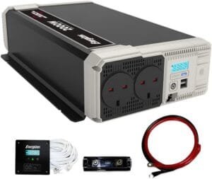 Energizer 2000 Watts Power Inverter 12V to 230V/240V, Pure Sine Wave Car Inverter, Dual 230 Volts / 240 Volts UK/British AC Outlets, DC to AC Converter w/Installation Kit Included - SGS CE Approved