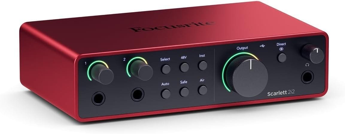 Focusrite Scarlett 2i2 4th Gen USB Audio Interface, Composition, Streaming and Podcasting - HiFi Studio Quality Recording and All the Software You Need to Record