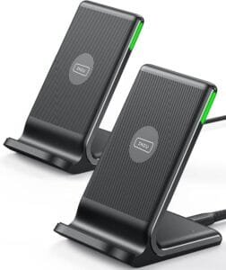 INIU Wireless Charger 2-Pack, 15W Qi Certified Fast Wireless Charger Stand with Sleep-friendly Adaptive Light Compatible with iPhone 14 13 12 11 Pro X 8 Plus Samsung Galaxy S22 S21 S20