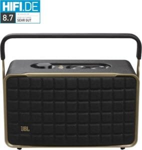 JBL Authentics 300 Portable Smart Home Speaker - 70s Retro Design Bluetooth Box - With Google Assistant, Alexa, AirPlay and JBL One App - Black