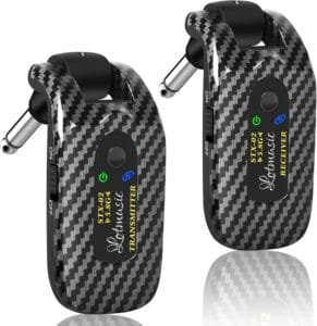 LOTMUSIC 5.8GHZ Wireless Guitar System, Rechargeable Digital Wireless Guitar Transmitter Receiver with 6 Channels and Long Battery Endurance for Electric Guitar Bass