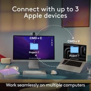 Logitech MX Keys S Combo for Mac, Wireless Keyboard and Mouse with Palm Rest, Backlit Keyboard, Fast Scroll Wireless Mouse, Bluetooth USB C for MacBook Pro, MacBook Air, iMac, iPad