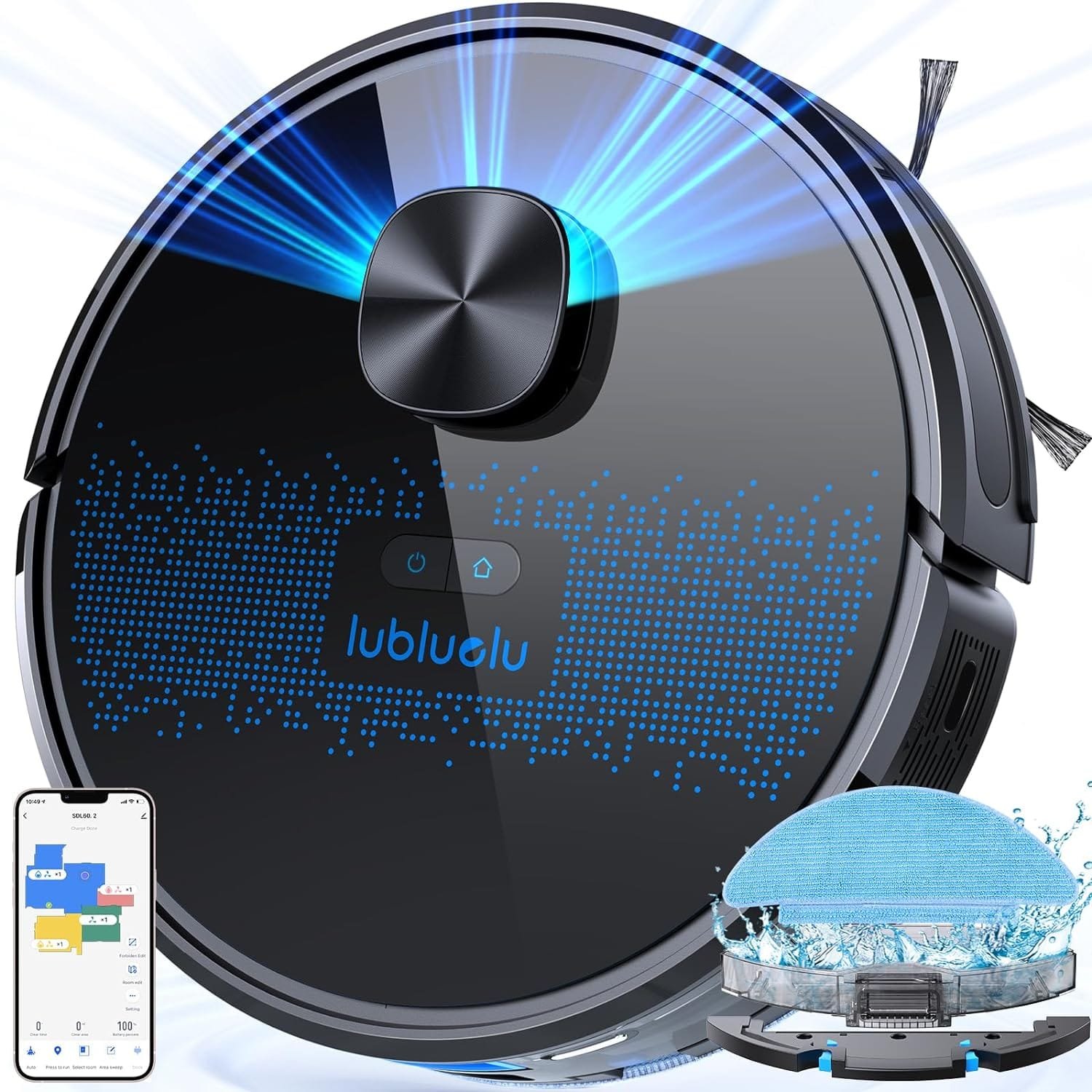 Lubluelu Robot Vacuum Cleaner with Mop 4000Pa, 2 in 1 Robot Vacuum, Lidar Navigation, 5 Real-Time Mapping,10 No-go Zones, Wifi/App/Alexa, Robotic Vacuum Cleaner for Pet Hair, Carpet, Hard Floor