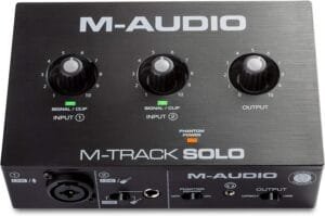 M-Audio M-Track - USB audio interface for recording, streaming and podcasting, with dual XLR, line & DI inputs, software package included