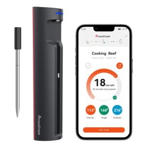 Meatmeet Pro Smart Wifi Meat Thermometer, Bluetooth Wireless Thermometer, Ultra-Thin Probe, Improved Stability, Digital Food Thermometer for Oven, Kitchen, BBQ