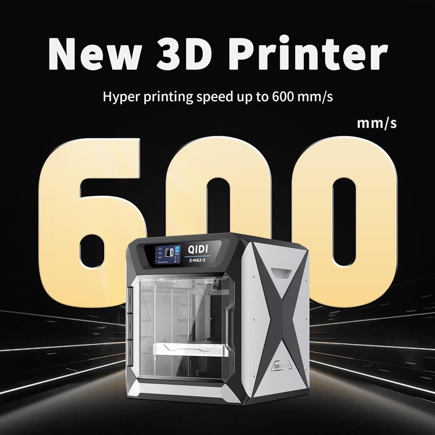 QIDI MAX3 3D Printer, High-Speed Large Size 3D Printers, 600mm/s Fast Print, Fully Auto Leveling, 65℃ Chamber Heat, All-Around & High Precision Industrial Grade, Large Printing Size 12.8×12.8×12.4"