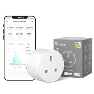 SONOFF WiFi Smart Plug Socket Mini Smart Socket with Energy Power Monitoring Remote Control Smart Schedule Functions, Works with Alexa/ Google Home and IFTTT, 2.4 GHz No Hub Required