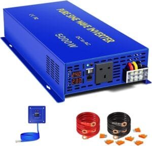 WZRELB 5000 Watt Pure Sine Wave Inverter 24V DC to 240V 230V AC, Standard UK Plug, 5000W Power Inverter with Hardwire Terminal and Remote Switch, Surge 10000W Power Converter (5000W 24V 240V)