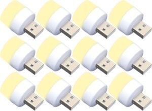 YUANQIAN USB Lights at Night Mini LED Lamp No Light Sensor Plug Warm White Compact Ideal for Bedroom Bathroom Kitchen Car USB Atmosphere Light