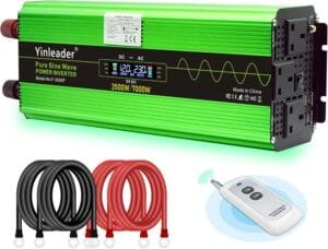 Yinleader Pure Sine Wave Power Inverter 3500W /7000W DC 12V to 240V AC Big Display Triple UK Outlets Multi-USB ports Remote