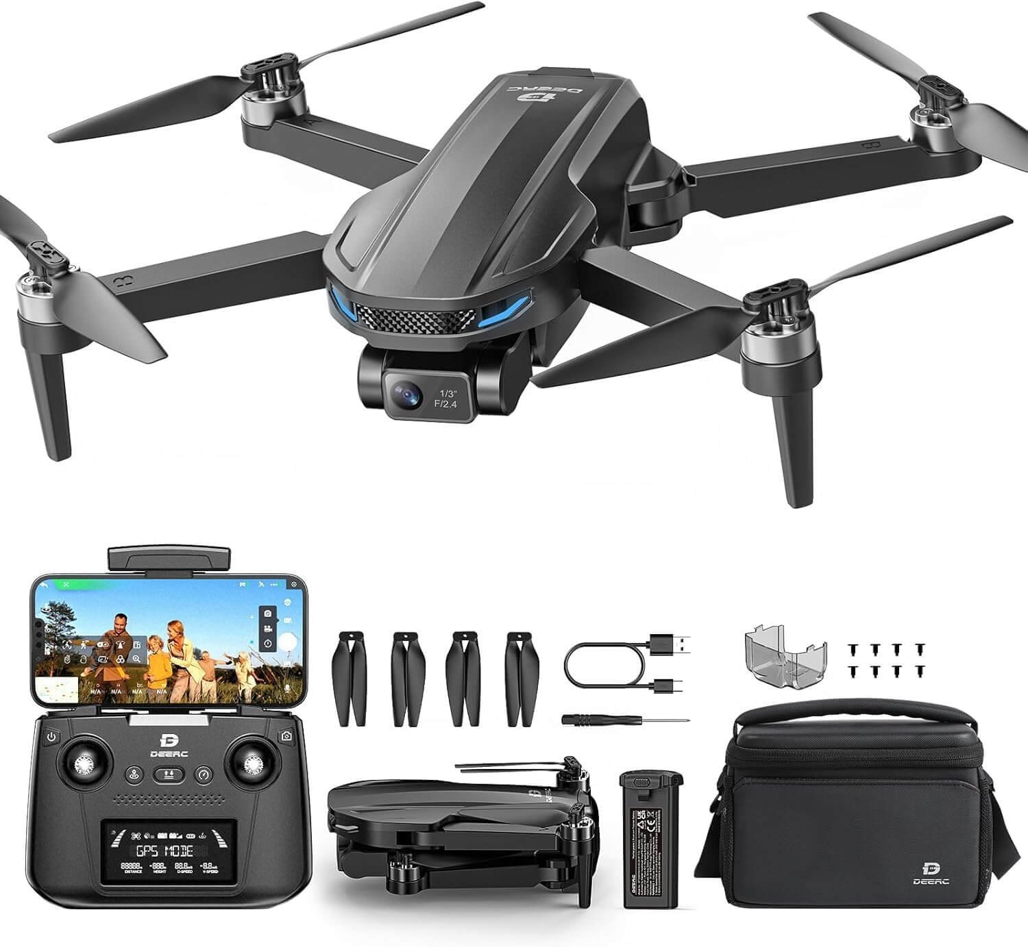 DEERC D65 4K EIS Camera Drone with 2-Axis Gimbal for Adults, 26-Min Long Flight Time, Easy GPS Quadcopter with Brushless Motor, 30FPS, Auto Return, Follow Me, Under 249g