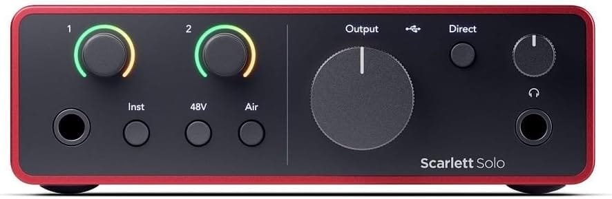 Focusrite Scarlett Solo 4th Gen USB Audio Interface, for the Guitarist, Vocalist, or Producer — High-Fidelity, Studio Quality Recording, and All the Software You Need to Record