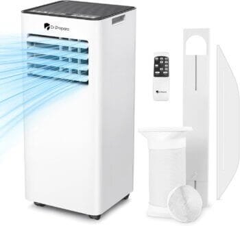 DR.PREPARE 9000 BTU Air Conditioning Unit, 4-in-1 Portable Air Conditioner with Remote Control, Dehumidifier, Cooling Fan with 2 Speeds, 24H Timer & Sleep Mode, Child Lock, Dual Window Venting Kit