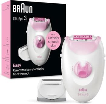 Braun Silk-épil 3, Corded Epilator for Hair Removal, Weeks of Smooth Skin, with Lady Shaver Head & Trimmer Comb