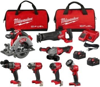 Milwaukee M18 FUEL 18V Lithium-Ion Brushless Cordless Combo Kit with Two 5.0Ah Batteries, 1 Charger, 2 Tool Bags (7 Tools)
