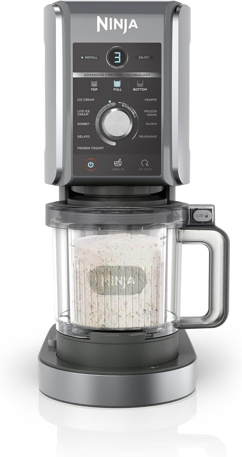 Ninja CREAMi Deluxe Ice Cream Maker & Frozen Dessert Maker with 3 Tubs, 10 Functions, Makes Ice Cream, Gelato, Sorbet, Frozen Yoghurt, Milkshakes, Slushi & More