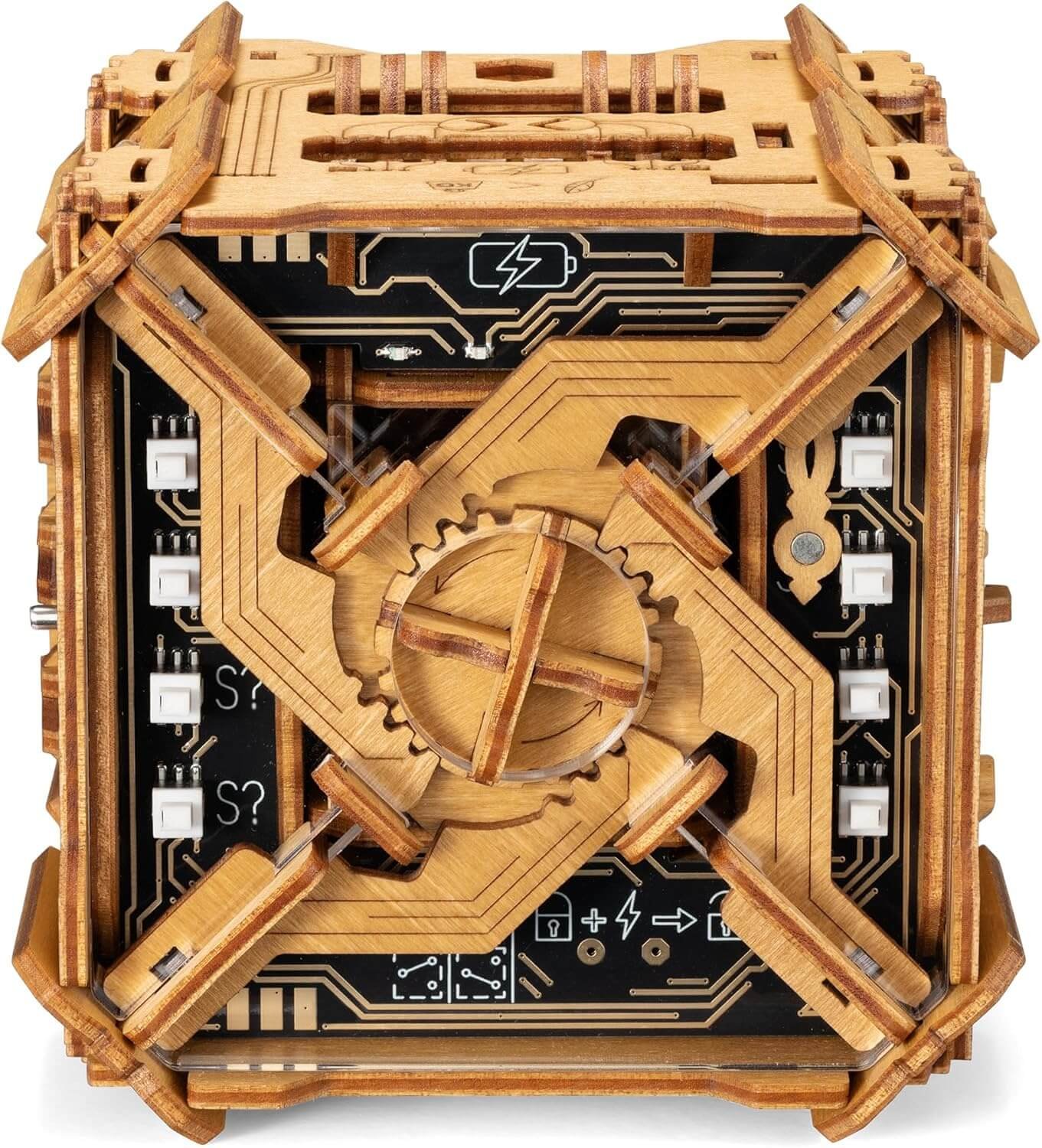 Tesla Puzzle Box - Electronic Brain Teaser Puzzle for Adults - Wooden Treasure Chest - Money Puzzlebox for Cash Gift - Escape Room Game in a Box