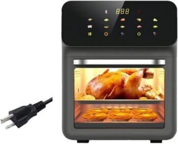 15 Liter Air Fryer Rotisserie Oven, Small Family Size, Powerful 1350W, 2 Rack Positions, 32-392F Temp Controls, Easy mode for Kitchen, Integrated Smart Thermometer, Linear T Technology