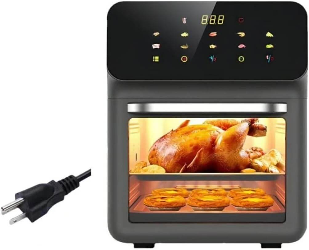 15 Liter Air Fryer Rotisserie Oven, Small Family Size, Powerful 1350W, 2 Rack Positions, 32-392F Temp Controls, Easy mode for Kitchen, Integrated Smart Thermometer, Linear T Technology