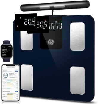 GE Body Fat Scales Smart Scales People: Digital Scales with Body Fat and Muscle Mass 8 Electrodes Body Fat Scales with Hand Sensors BMI Body Weight Muscle Mass Analysis Device 180 kg / 400 lbs