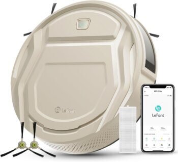 LEFANT M210P Robot Vacuum Cleaner, Super Slim Vacuum Cleaner Robot, 2200 Pa Suction Power, 120 Minutes Runtime, WLAN Optimised for Carpets, Pet Hair, Hard Floors, Robot Vacuum Cleaner with Charging