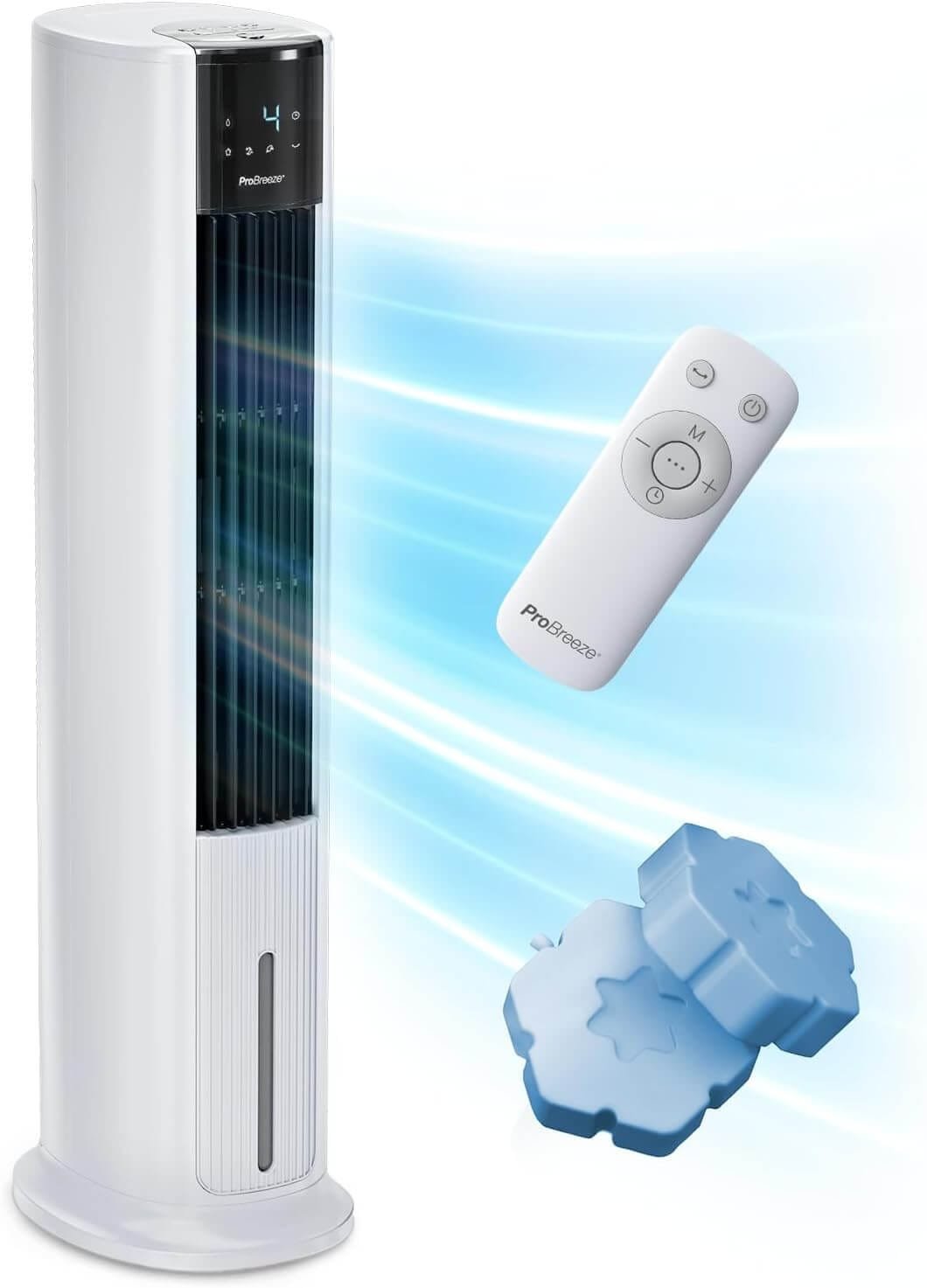 Pro Breeze® 7L 4in1 Evaporative Air Cooler & 42" Portable Tower Fan, 3 Fan Speeds, Remote Control, Automatic Oscillation, 10 Hour Timer and Sleep, Natural and Humidification Mode for Home and Office