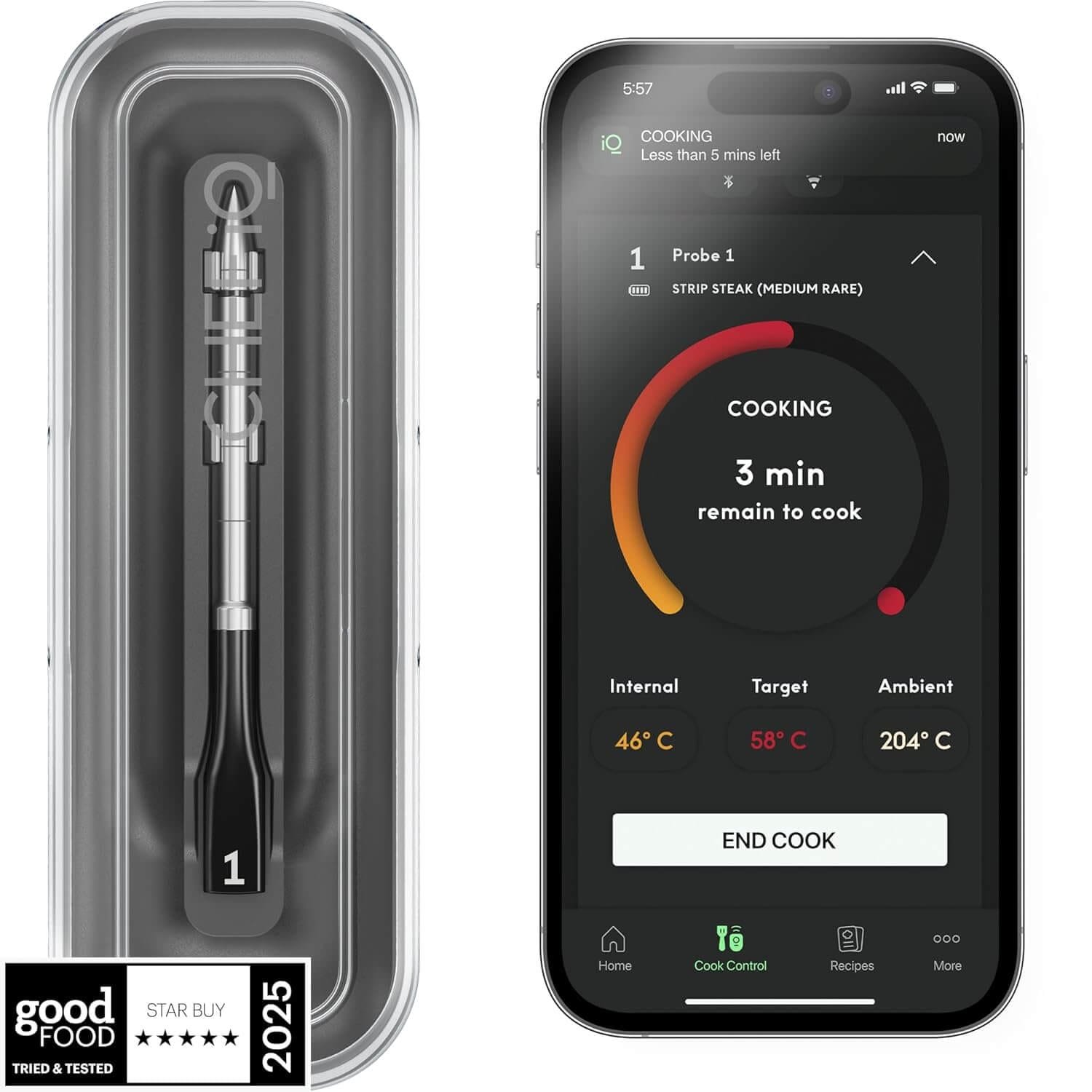 Sense Smart Wireless Meat Thermometer with Ultra-Thin Probe, Unlimited Range Bluetooth Meat Thermometer, Remote Monitoring of BBQ Grill, Oven, Smoker, Air Fryer
