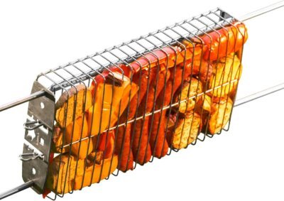 KANKA Grill 100% Stainless Steel Basket – Perfect BBQ Grill Basket for Meat, Fish, and Vegetables – Durable, Rust-Proof, Easy to Clean Grilling Basket for Outdoor Grills, Campfires, and More