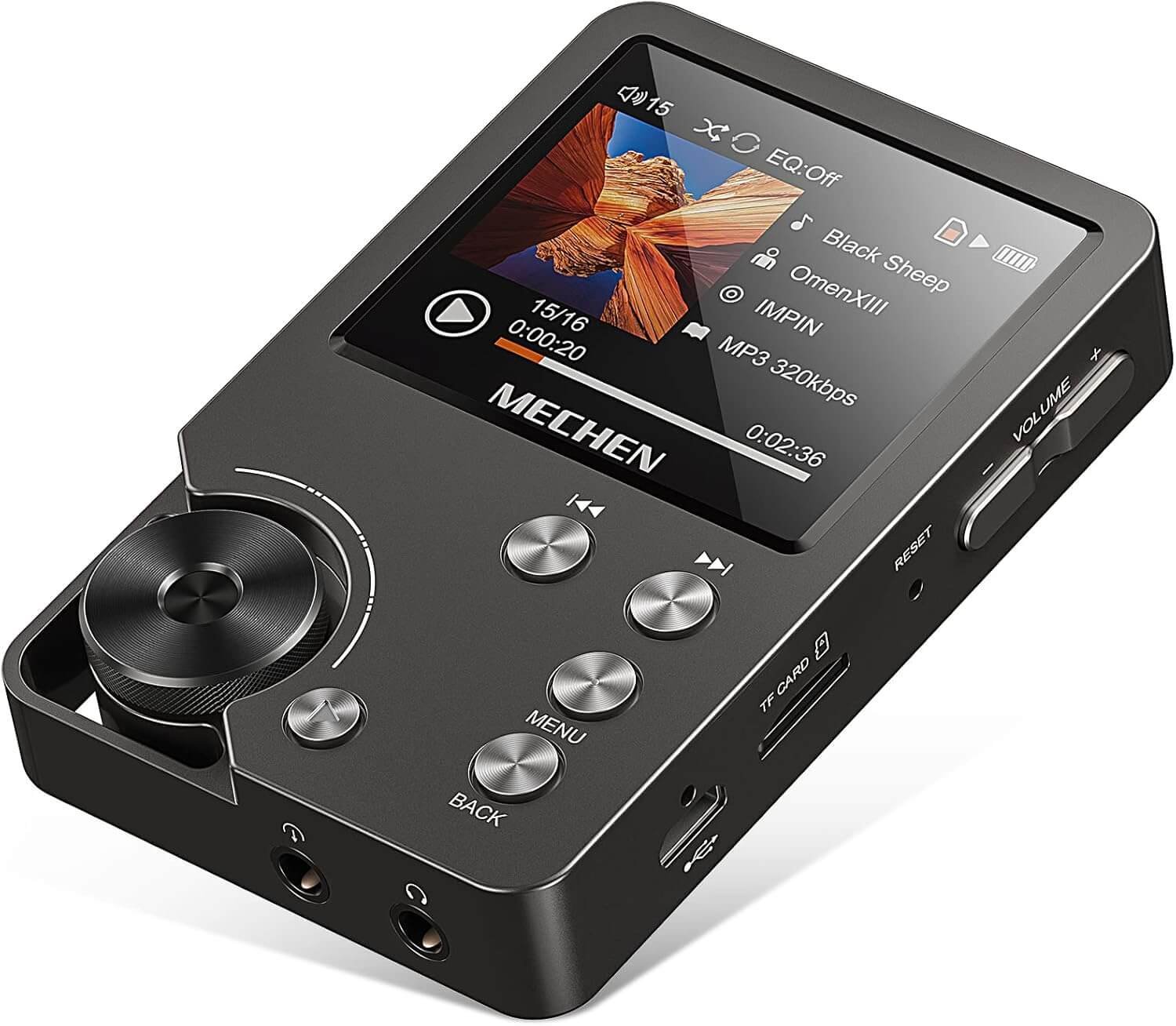 MP3 Player, MECHEN Lossless DSD High Resolution Portable Digital Audio Music Player with 64GB Memory Card, DAC HiFi Lossless Audio Player，Support up to 256GB (Gray)