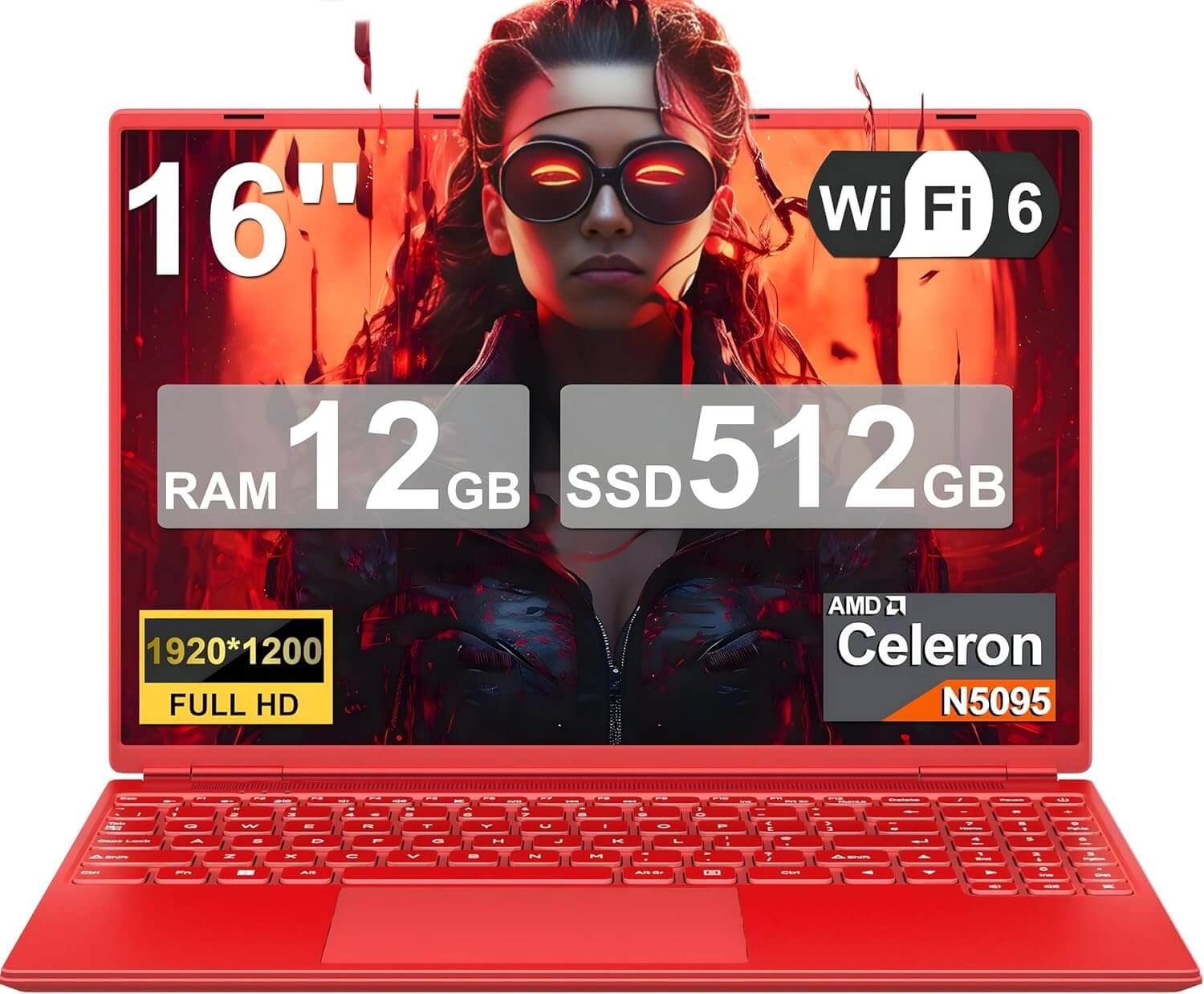 2025 Gaming Laptop 16 Inch Win11 12 + 512GB SSD Support 2TB (HDD-2TB) 1920 x 1200 Notebook 4-Core Celeron N5095 (up to 2.9 GHz)