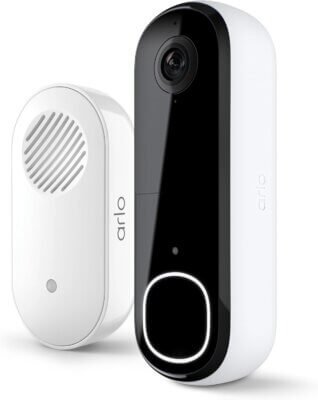 Arlo Video Doorbell 2K 2nd Generation & Chime 2 Bundle, 2K Doorbell Camera, 2-Way Audio, Package Detection, Motion Detection and Alerts, Built-in Siren, Night Vision