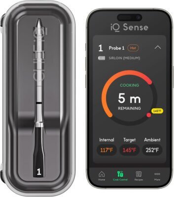 CHEF iQ Sense 2025 Model Smart Wireless Meat Thermometer Ultra-Thin Probe WiFi Unlimited Range 1000°F Heat Safe 5 Sensors BBQ, Grill, Oven, Smoker, Air Fryer