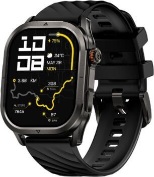 KOSPET Magic P10 Smart Watch with GPS & Compass, Stainless Steel Body, 50-Day Battery, 1.96" AMOLED, 5ATM Waterproof, Blood Oxygen, 24/7 Heart Rate & Sleep Monitoring, for Android & iOS