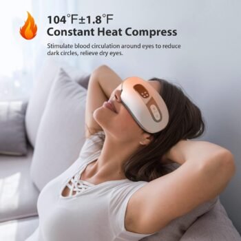 Eye Massager with Heat and Cooling for Migraines, Dry Eyes, Dark Circles, Rechargeable Bluetooth Music Cold Heated Eye Massager Improve Sleeping - Gifts for Women and Men